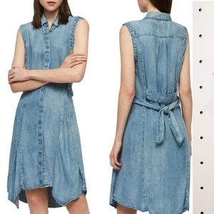NWT All Saints Denim Francis Dress Waist Tie Sz XS